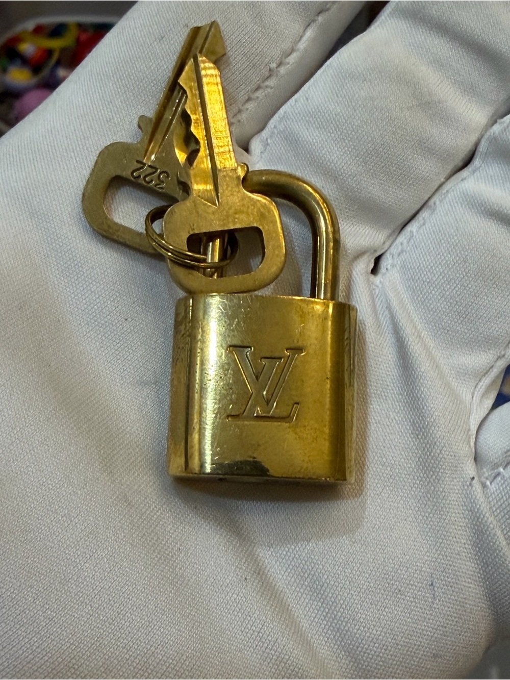Authentic Louis Vuitton Vintage Solid Brass Padlock & 2 Matching Keys Set #322